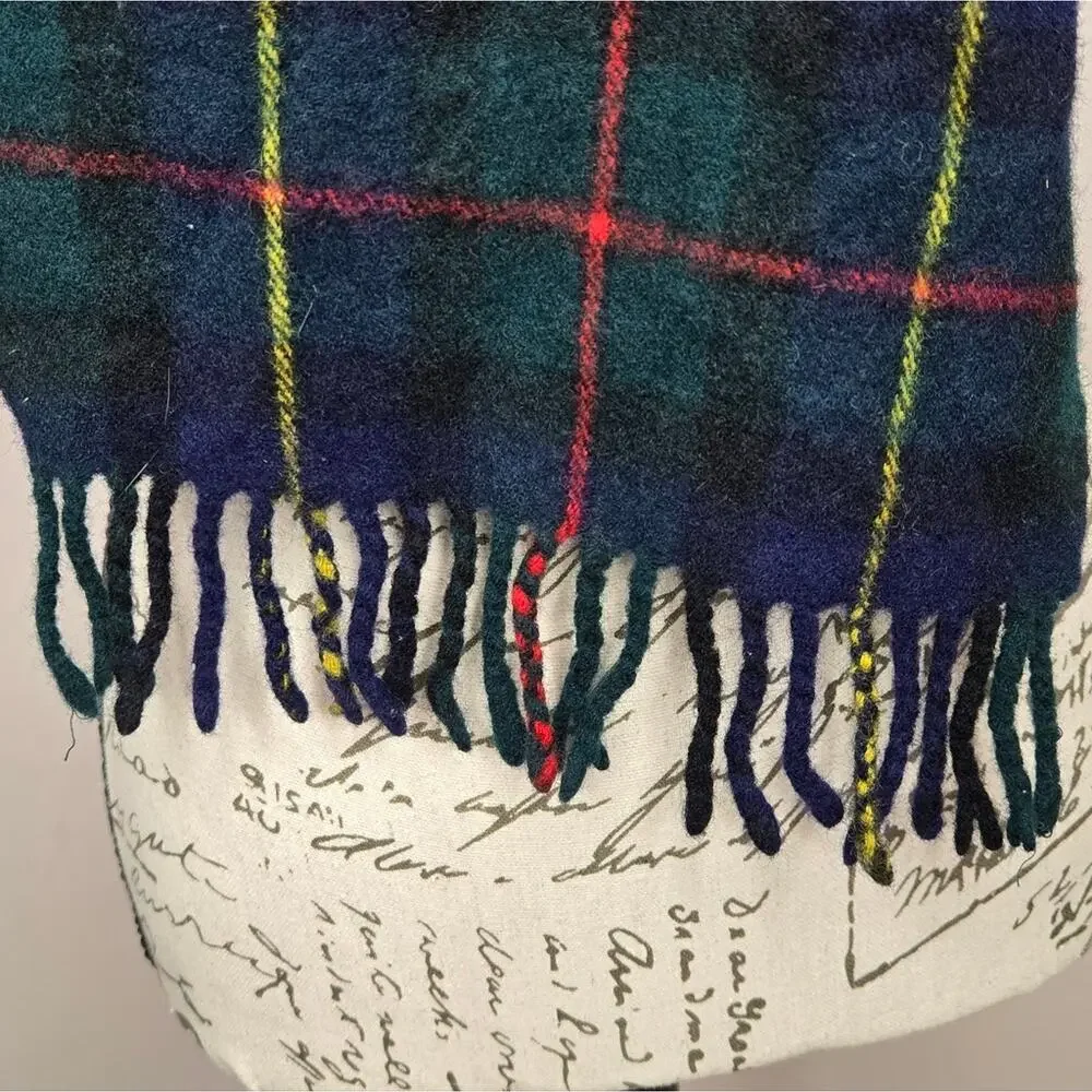 Vintage Highland Home Industries 100% Lambswool MacLeod Tartan Plaid Scarf
